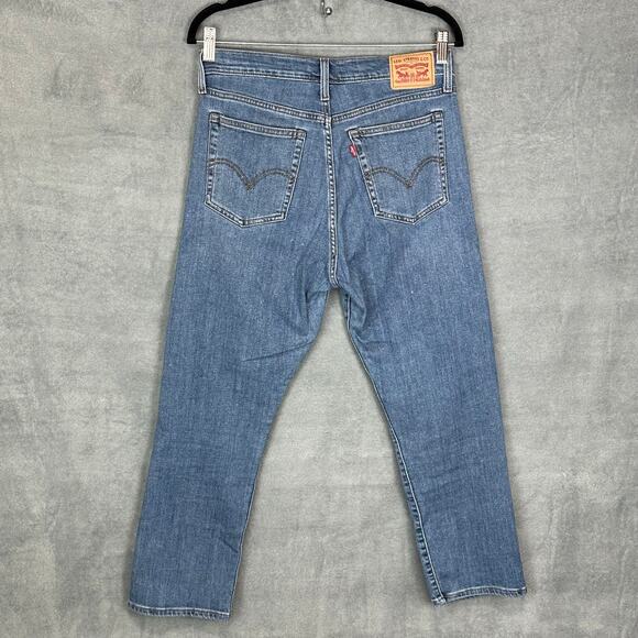 Levis Jeans Womens 30 Blue Wedgie Straight Distressed Button Fly Stretch Pockets - Picture 6 of 15